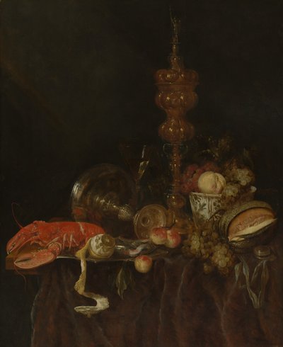 Csendélet homárral és gyümölccsel, valószínűleg az 1650-es évek elején. alkotó: Abraham van Beyeren