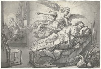Az angyal álmában megjelenik Józsefnek alkotó: Abraham van Diepenbeeck