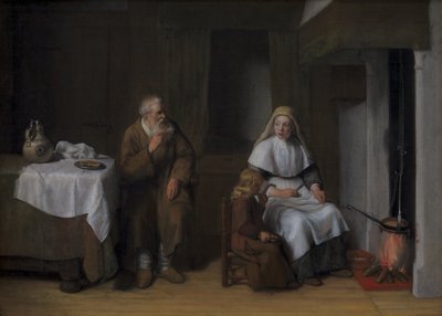 Illés próféta Sarepta özvegyével és fiával alkotó: Abraham van Dijck