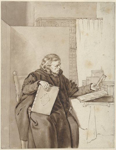Portréja egy öregember egy dolgozószobában alkotó: Abraham van Strij (I)
