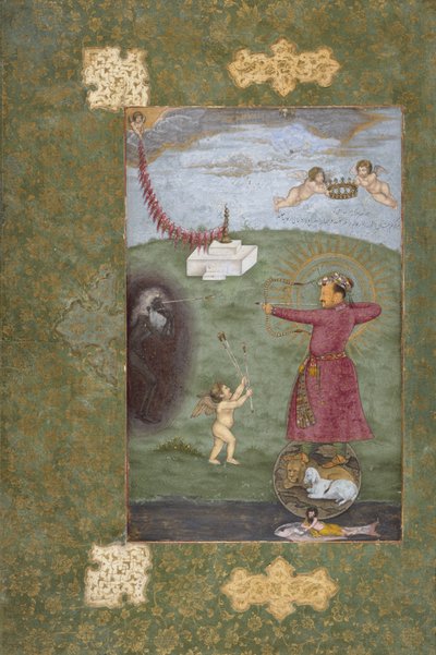 Jahangir császár diadalmaskodik a szegénység felett, 1620-25 körül (átlátszatlan akvarell, arany és tinta papíron) alkotó: Abul Hasan