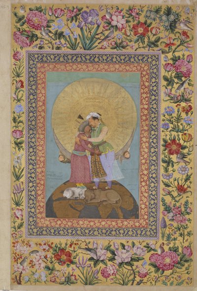 A szentpétervári album- Jahangir császár és Shah allegorikus ábrázolása alkotó: Abul Hasan