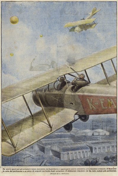 Egy fegyveres egy repülőgépben léggömböket lövöldözött Anglia felett alkotó: Achille Beltrame
