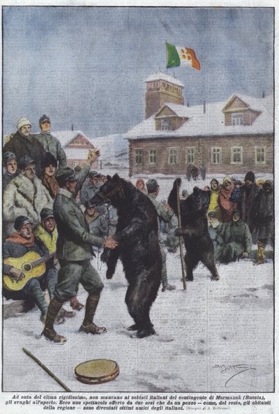 Hiába a rendkívül merev éghajlat, nincs hiány olasz katonákban a murmanszki kötelékből? alkotó: Achille Beltrame