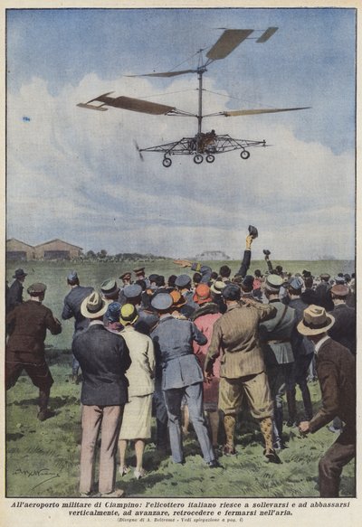 A Ciampino katonai repülőtéren sikerül felemelni és leengedni az olasz helikoptert? alkotó: Achille Beltrame