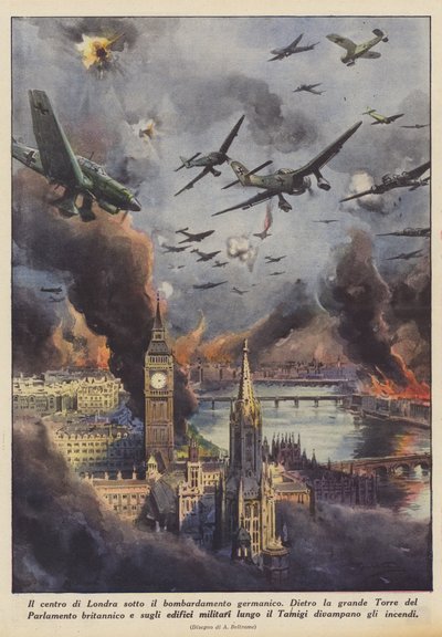 London központja a germán bombázás alatt (Colour Litho) alkotó: Achille Beltrame