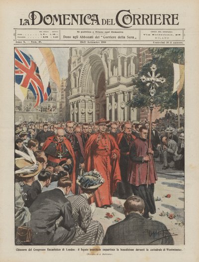 A londoni Eucharisztikus Kongresszus lezárása, a pápai legátus adja az áldást? alkotó: Achille Beltrame