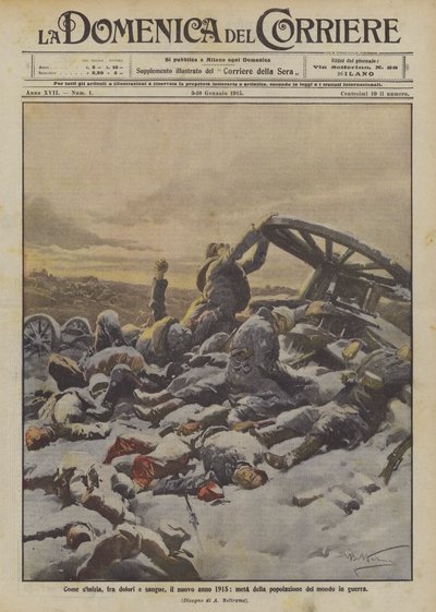 Mint a szinícia, fájdalom és vér között, 1915 újéve, a világ lakosságának fele háborúban áll alkotó: Achille Beltrame