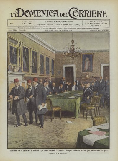 Törökország és a balkáni államok közötti békekonferencia Londonban, a török ​​küldöttek? alkotó: Achille Beltrame