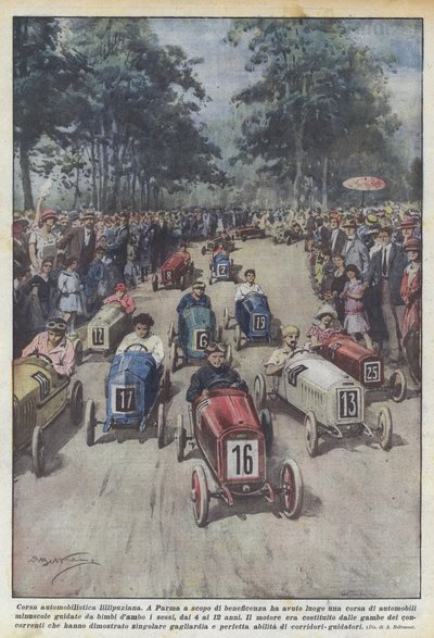 liliputi autóverseny alkotó: Achille Beltrame