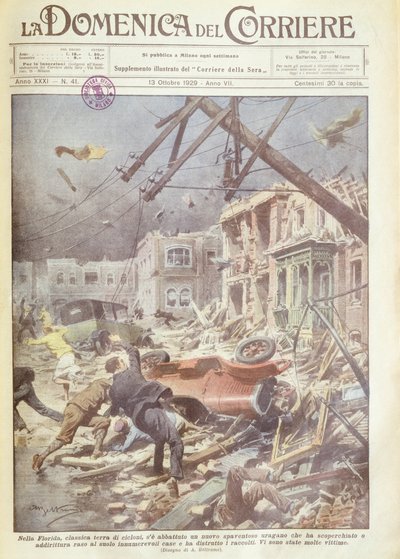Borító illusztrációja hurrikán Floridában, Amerikai Egyesült Államokban alkotó: Achille Beltrame