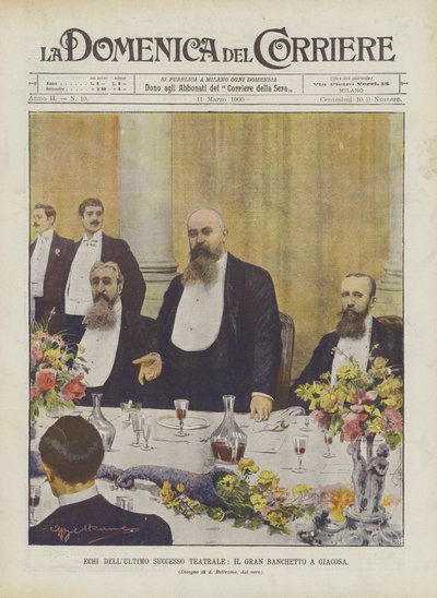 Az utolsó színházi siker visszhangjai, A nagy bankett Giacosában alkotó: Achille Beltrame