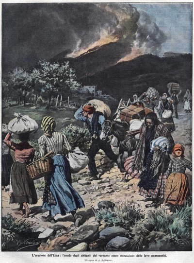 Az Etna kitörése 1910-ben. Illusztráció: Achilles Beltrame. alkotó: Achille Beltrame