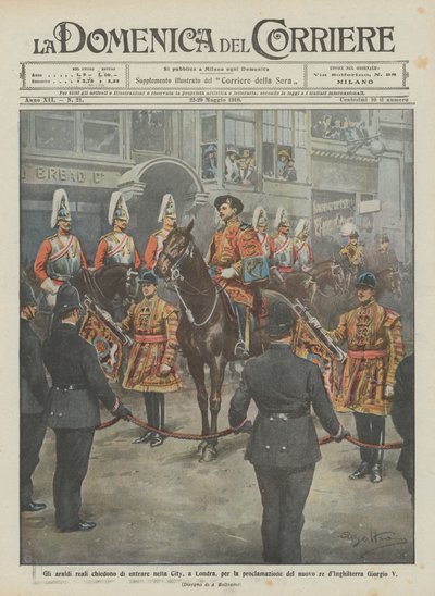 A királyi hírnökök azt kérik, hogy belépjenek a londoni Citybe, hogy kihirdessék az újat? alkotó: Achille Beltrame