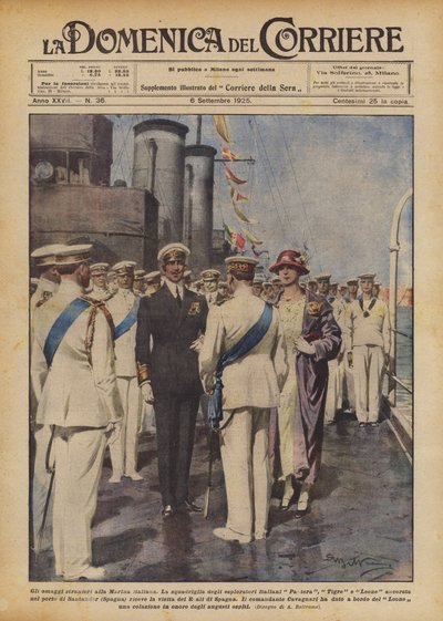 Külföldi tiszteletadás az olasz haditengerészetnek alkotó: Achille Beltrame