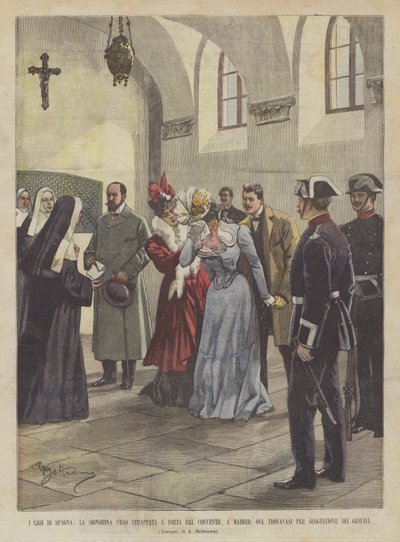 Spanyolország esetei, Miss Ubao Force, akit elszakítottak a kolostorból, Madridban, hová volt? alkotó: Achille Beltrame