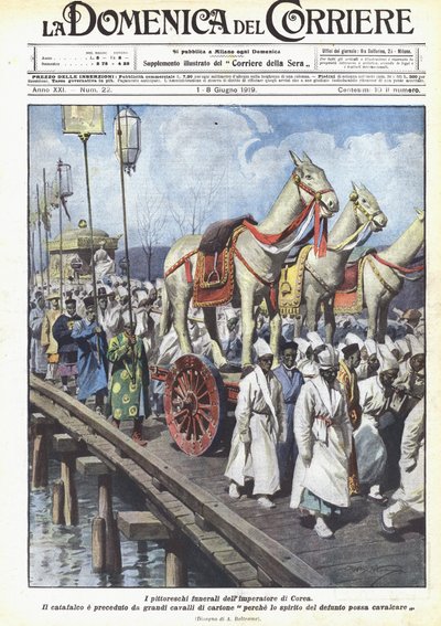 Korea császárának színes temetése alkotó: Achille Beltrame