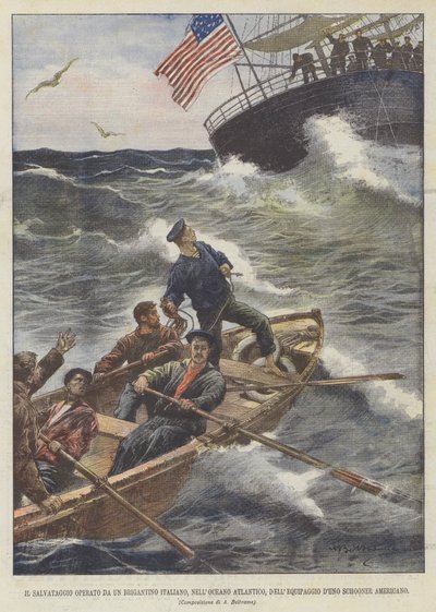 Egy olasz brigantin megmentése az Atlanti-óceánon, az amerikai scooner legénységből alkotó: Achille Beltrame