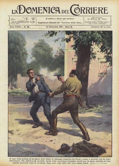 Egy Alabama állam (Észak-Amerika) országának rendőrfőnöke vitába száll? alkotó: Achille Beltrame