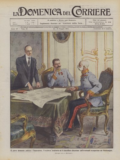 A súlyos politikai pillanat, a császár, az örökös főherceg és a kancellár vitája? alkotó: Achille Beltrame
