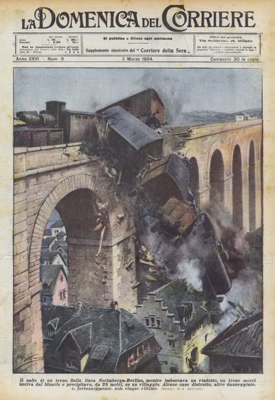 Egy vonat ugrása alkotó: Achille Beltrame