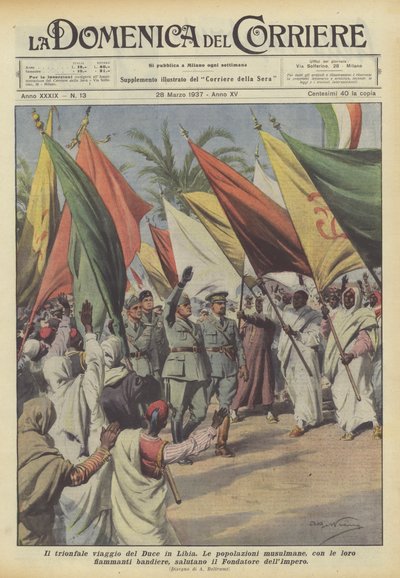 A Duce diadalútja Líbiába alkotó: Achille Beltrame