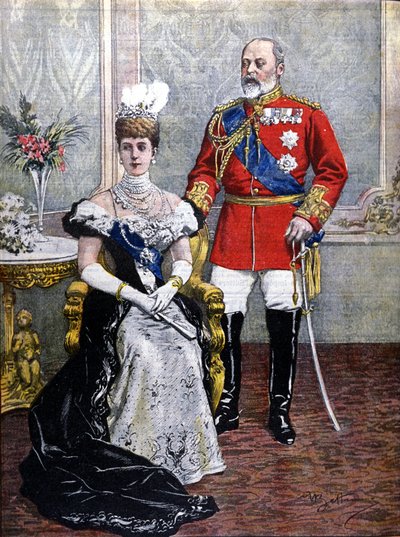 VII. Edward angol király (1841-1910) Alexandra királynővel 1902-ben, Achilles Beltrame illusztrációja alkotó: Achille Beltrame