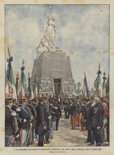 Az Ossario Di Melegnano (Lombardia) felavatása az 1859. június 8-i csatában elesettekért alkotó: Achille Beltrame