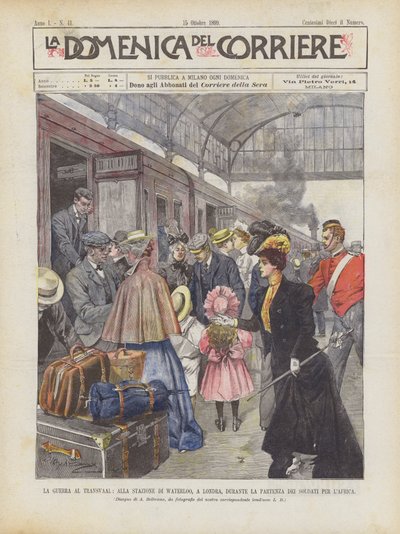 A háború a Transvaalban, a londoni Waterloo állomáson, a katonák Afrikába indulása közben alkotó: Achille Beltrame