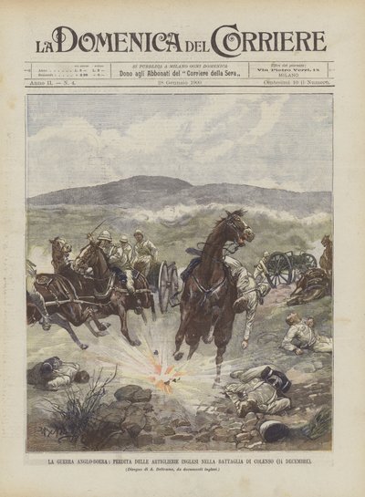 Az angol-búr háború, a brit tüzérség elvesztése a colensói csatában (december 14.) alkotó: Achille Beltrame