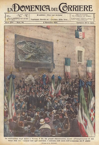 Az Alpini ünnepe Veronában alkotó: Achille Beltrame