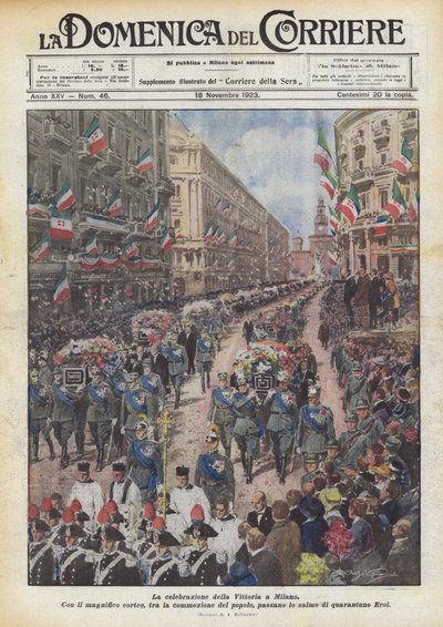 A győzelem ünnepe Milánóban alkotó: Achille Beltrame