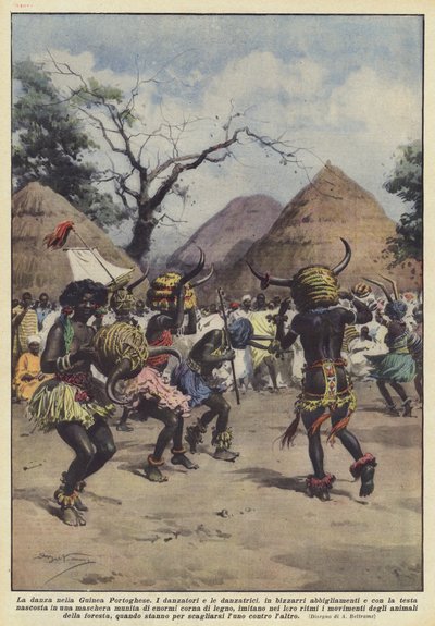 Tánc Portugál-Guineában alkotó: Achille Beltrame