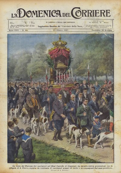 A vadászok védőszentjének ünnepe a Stupinigi királyi kastélyban alkotó: Achille Beltrame