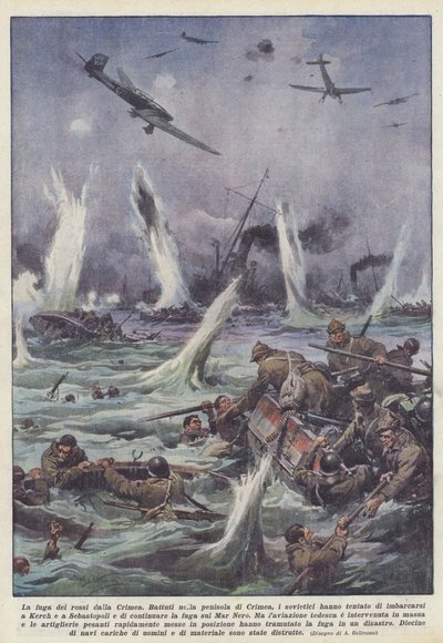 A vörösök menekülése a Krímből alkotó: Achille Beltrame