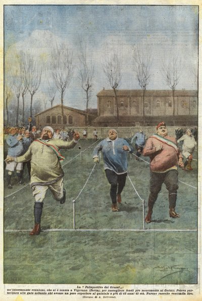 A polisportiva dei Grassi, egy érdekes találkozó, amelyet Vigevanóban (Pavia) tartottak? alkotó: Achille Beltrame