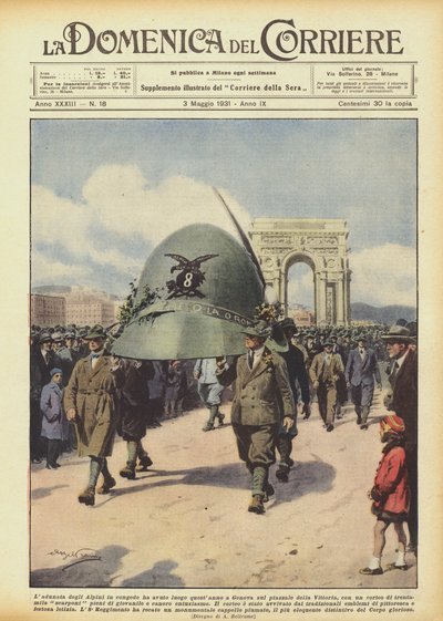 A nyugdíjas Alpini összejövetelére idén Genovában került sor a Piazzale della Vittorián? alkotó: Achille Beltrame