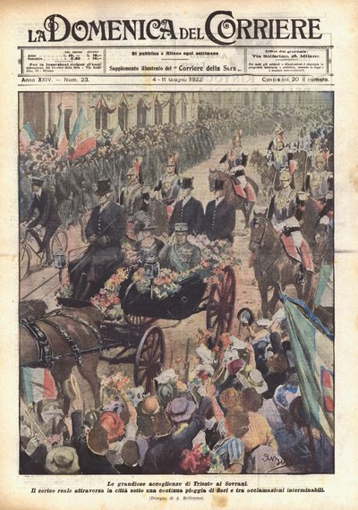 Trieszt grandiózus fogadtatása a Szuveréneknél alkotó: Achille Beltrame