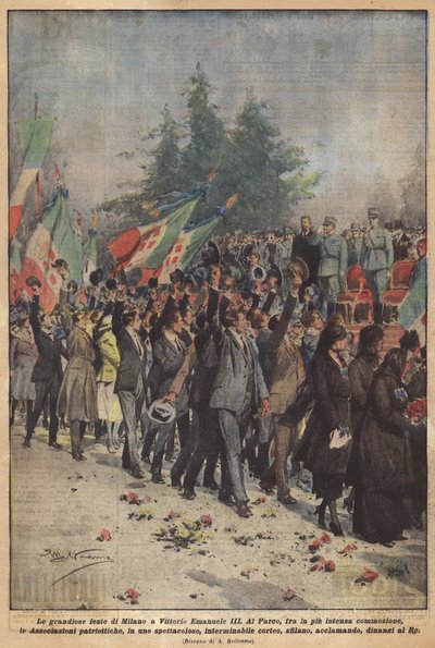 A grandiózus milánói bulik Vittorio Emanuele III alkotó: Achille Beltrame