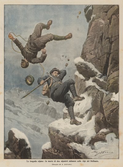 Az alpesi tragédiák, két milánói hegymászó halála a Dauphiné-Alpokban alkotó: Achille Beltrame