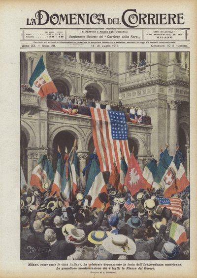 Milánó, mint minden olasz város, méltósággal ünnepelte az amerikai függetlenség napját alkotó: Achille Beltrame