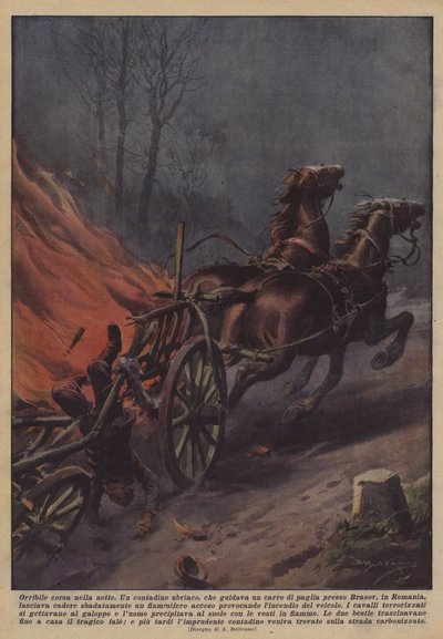Borzalmas rohanás az éjszakában alkotó: Achille Beltrame