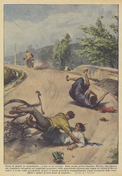 Elveszti a feleségét egy motoron? és nem veszi észre alkotó: Achille Beltrame