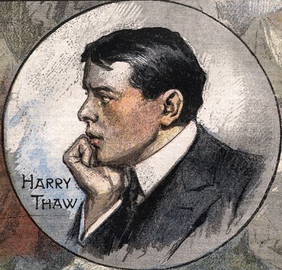 Harry Thaw portréja 1907-ben a tárgyalás alatt alkotó: Achille Beltrame