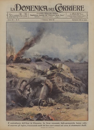 A tengely elleni támadás Cyrenaicában (színes litó) alkotó: Achille Beltrame