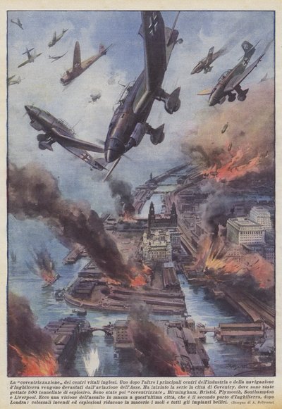 Az angol életközpontok koventrizálása (színes litho) alkotó: Achille Beltrame