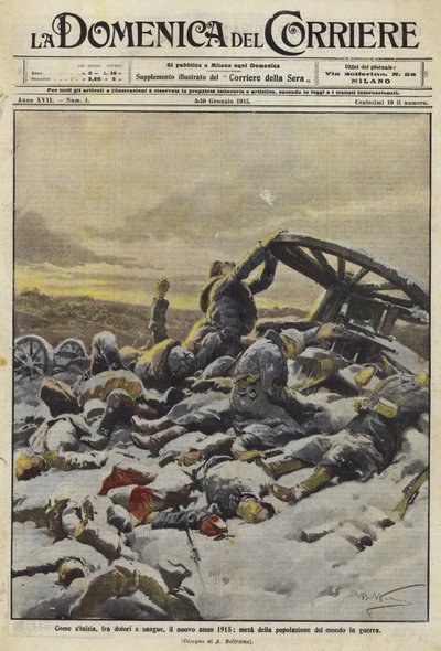 Az új év 1915 a világ lakosságának fele háborúban állt. alkotó: Achille Beltrame