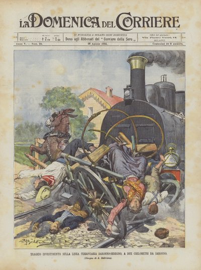 Tragikus beruházás a Saronno-Seregno vasútvonalon, két kilométerre Saronnótól alkotó: Achille Beltrame