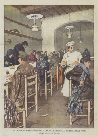 Egy epizód a Notarbartolo-perből Milánóban, The Risotto Al Testimoni Siciliani Poveri alkotó: Achille Beltrame