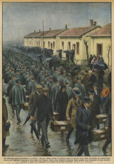 Példátlan temetés Trevisóban alkotó: Achille Beltrame